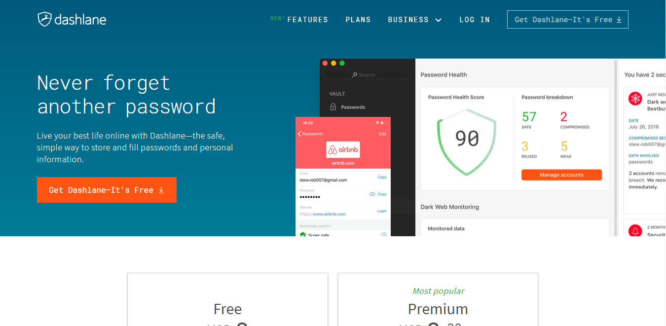 dashlane free features