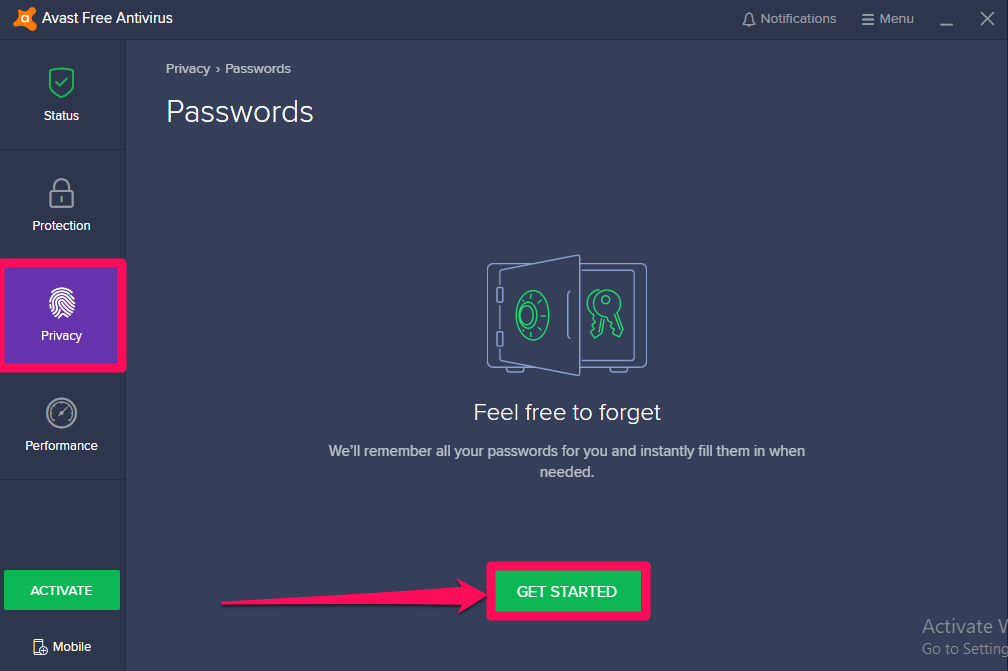 avast passwords reset