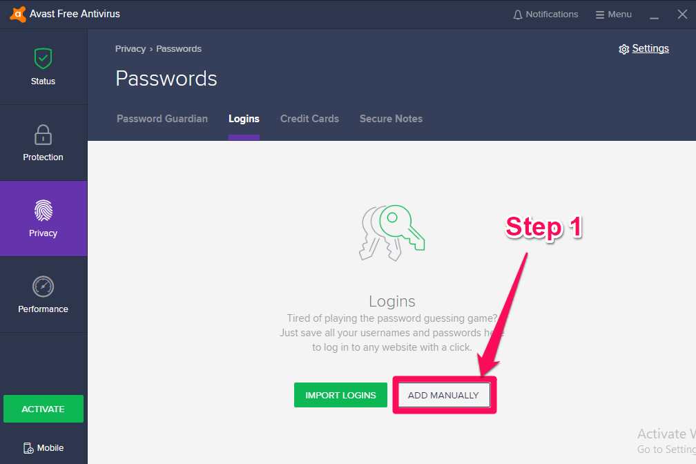 avast password doesn