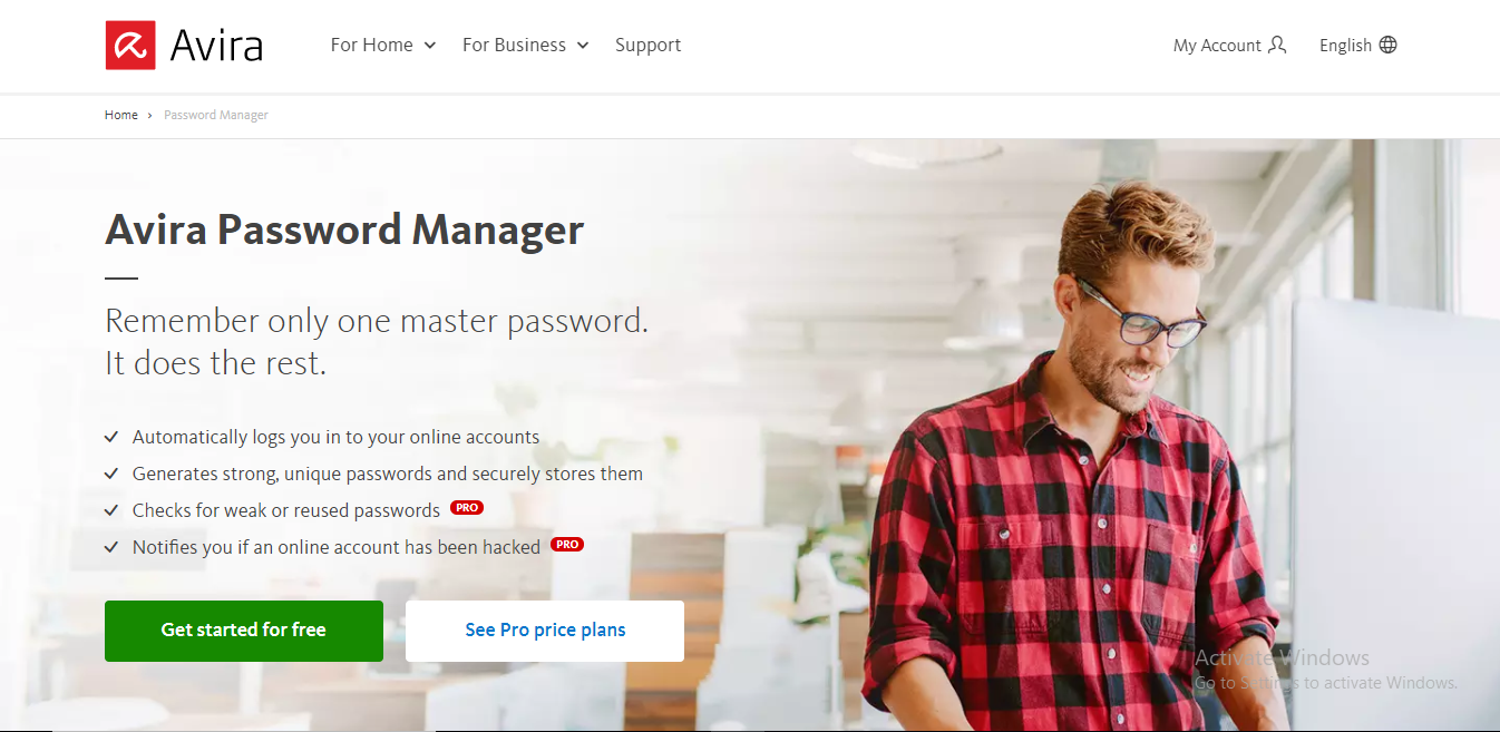 avira password manager hompepage