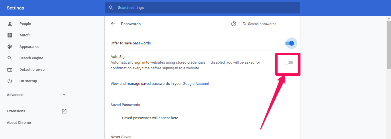 turn off google chrome login