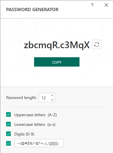 password kaspersky