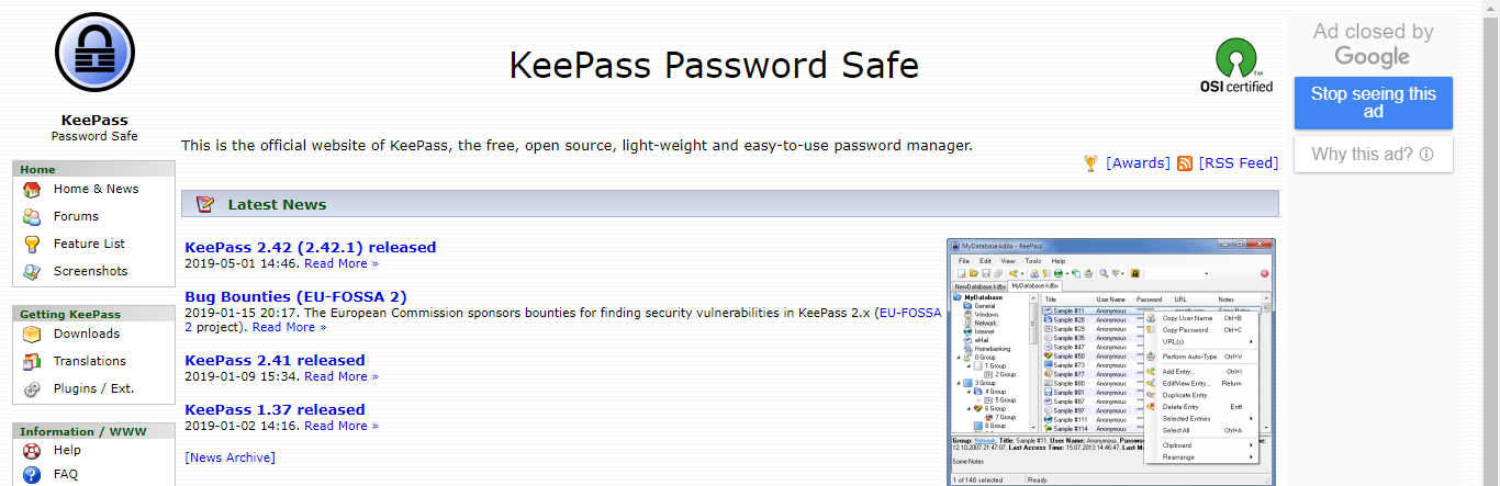 keepass homepage