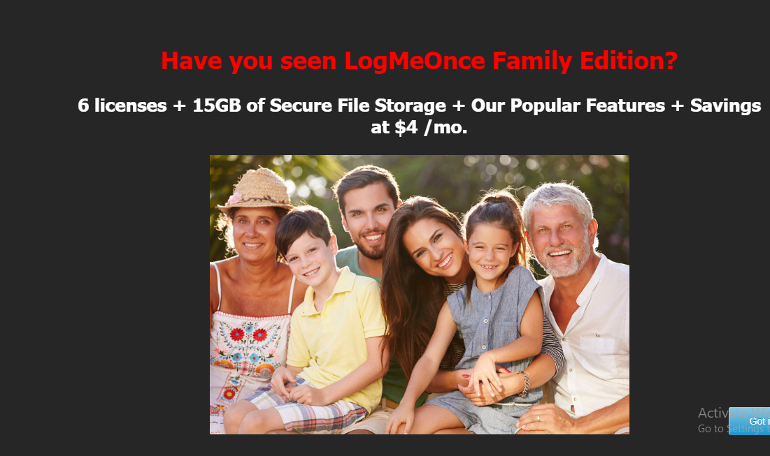 logmeonce family pricing