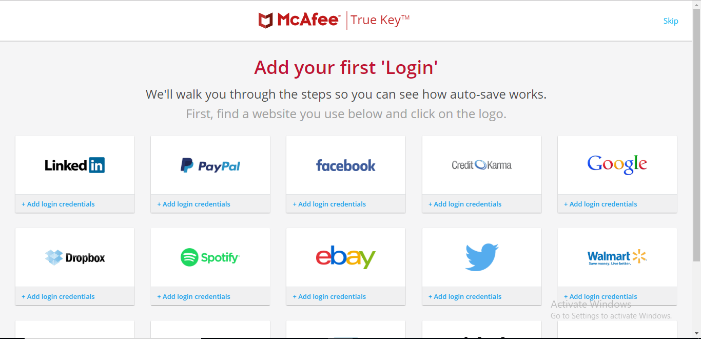 mcafee true key not working