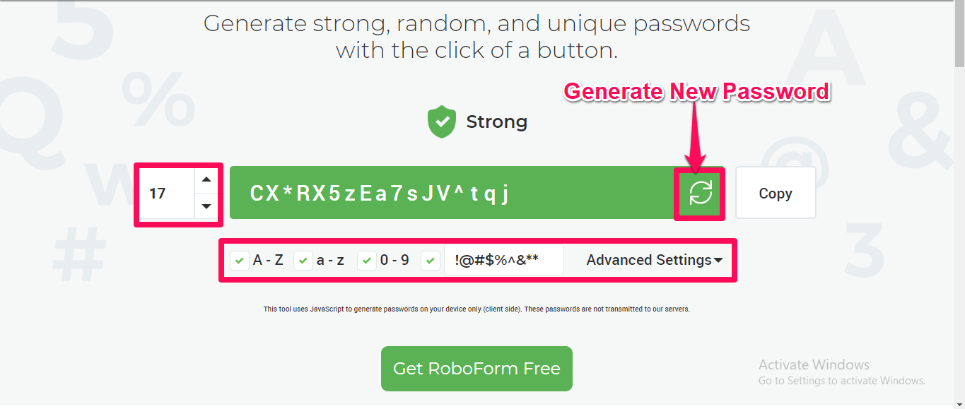 roboform password generator