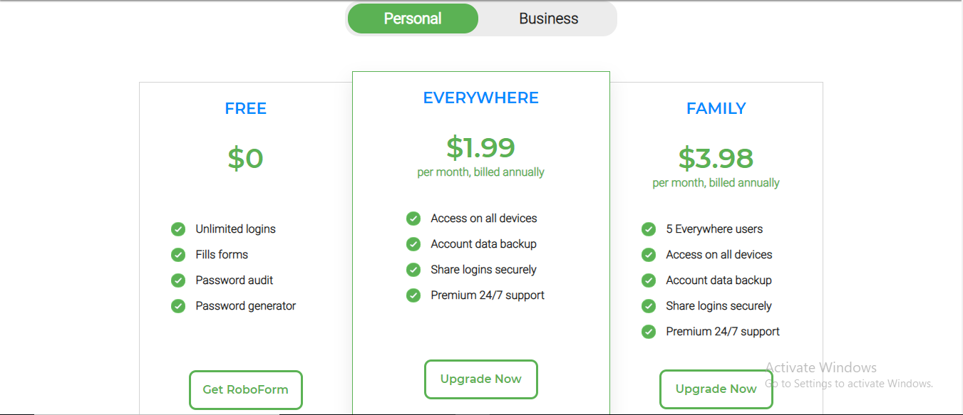 roboform personal pricing