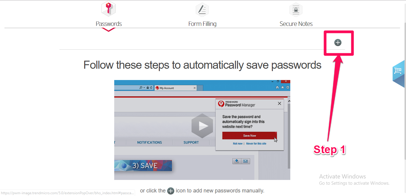 trend micro save password