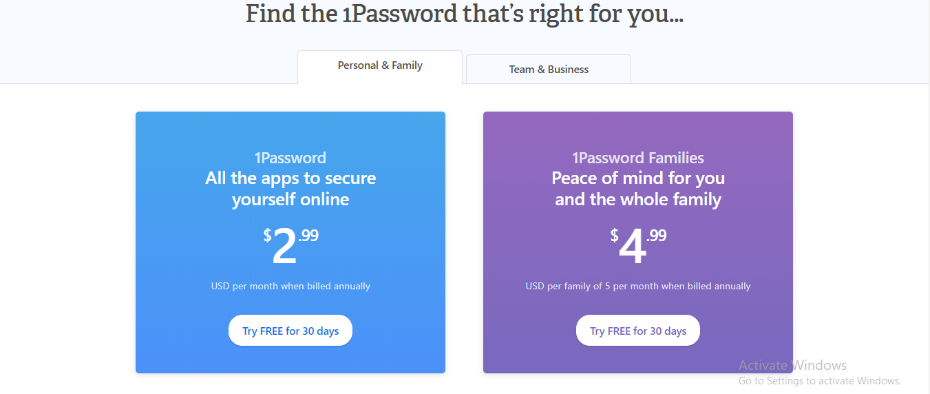 1password plans1 1