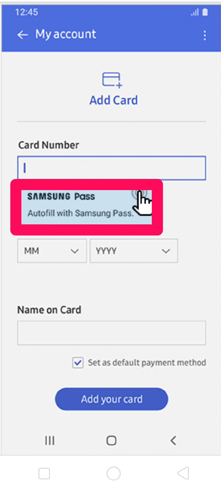 Save credit card information with Samsung Pass