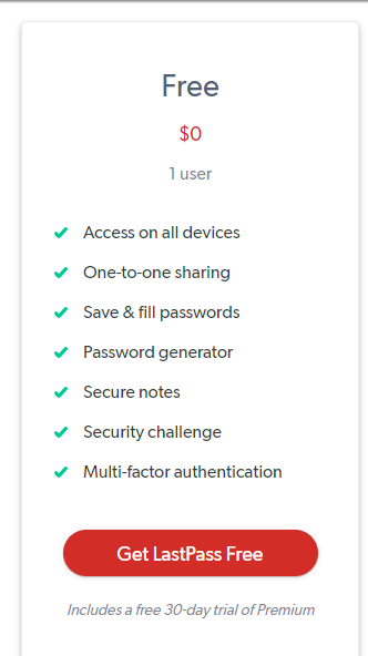 free lastpass account