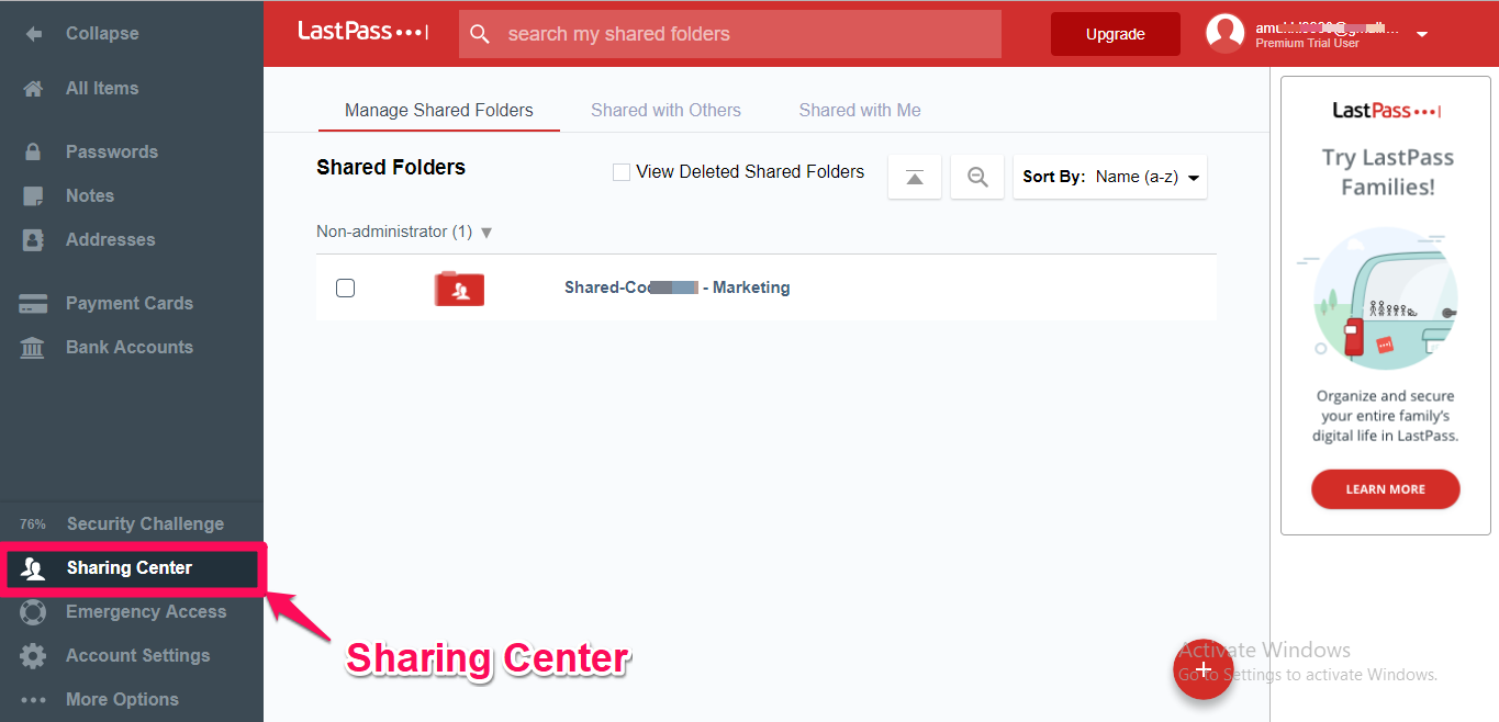 lastpass shared vault