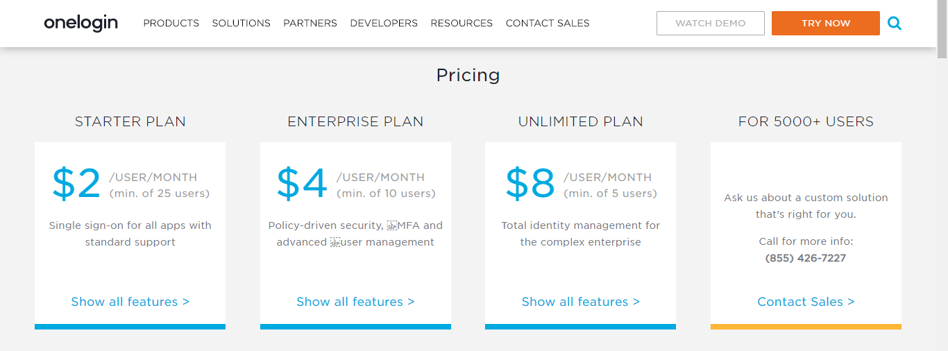 onelogin pricing