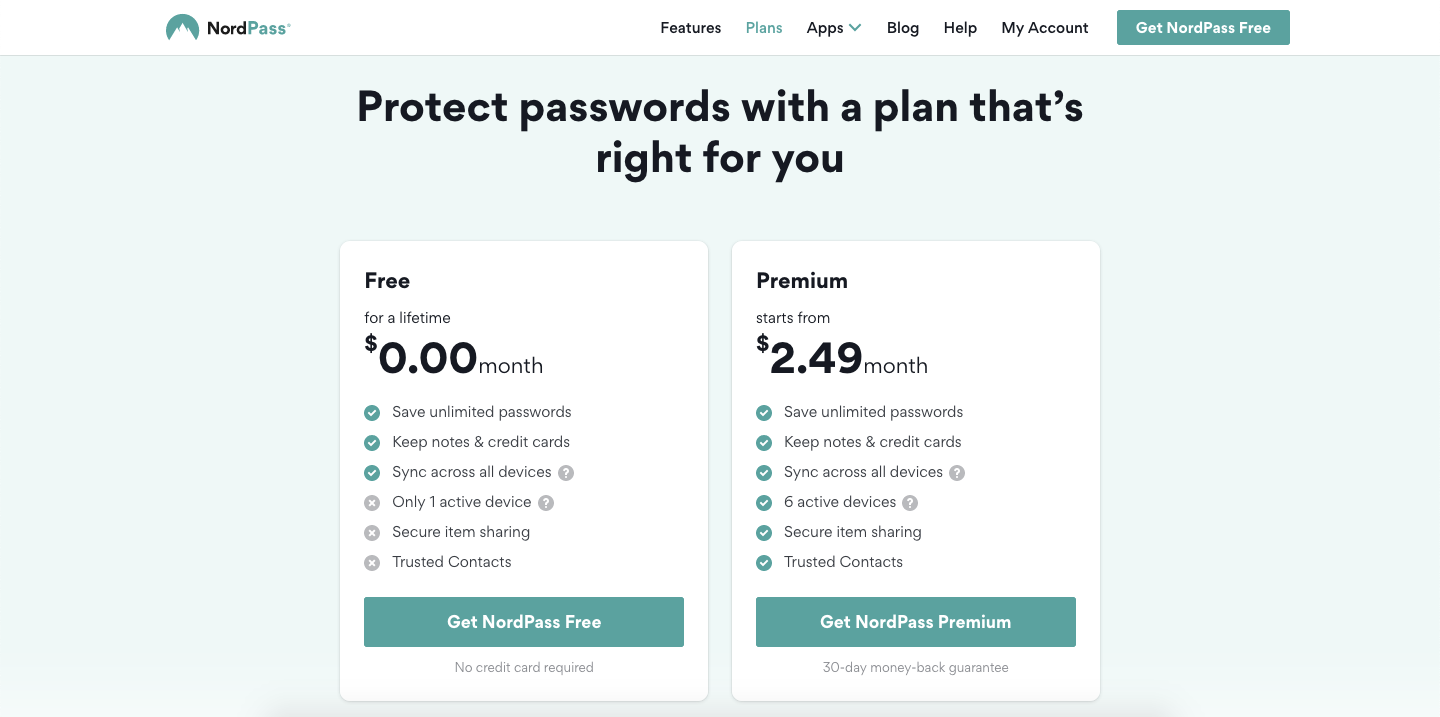 nordpass free vs premium