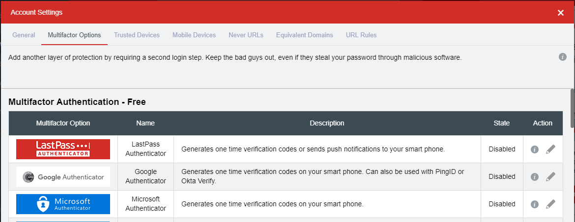 lastpass multifactor